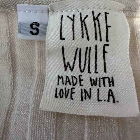 Lykke Wullf Womens Bobby Bell Sleeve Rib Knit Top Size Small Cream Classic - Picture 4 of 7